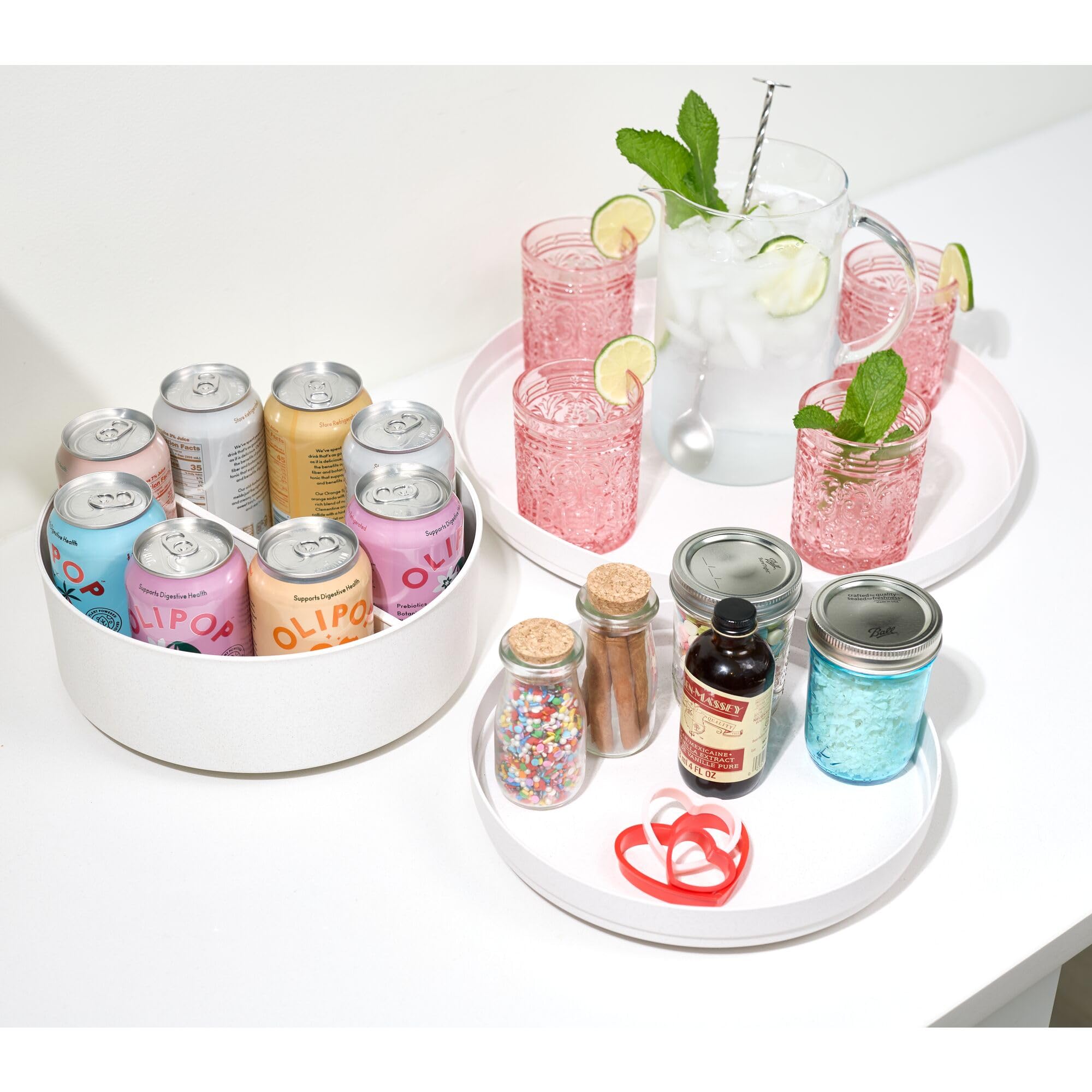 iDesign Organiseur de Plateau tournant Lazy Susan en Plastique recyclé, Collection Rosanna Pansino – 37,8 cm (L) x 37,7 cm (l) x 4,1 cm (H), Noix de Coco