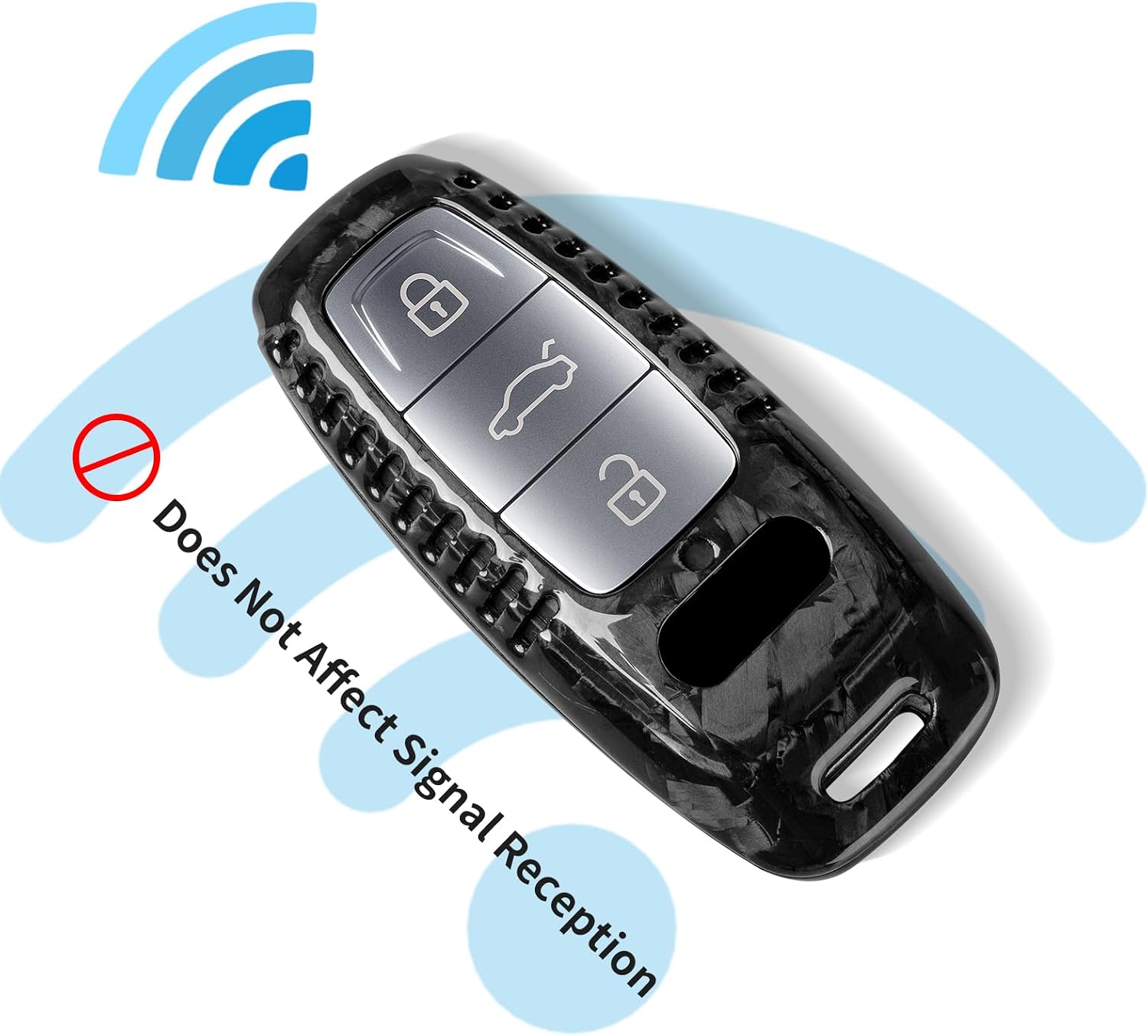 T-carbon Key Fob Cover with Keychain Fits Audi A7 Q7 RS7 SQ7 2019-2025;Carbon Fiber Key Case Shell Protector Fits Audi A3 S5 SQ5 RS5 S6 RS6 2023 A6 A8 Q8 E-Tron 2024 Smart Remote Accessories image 5