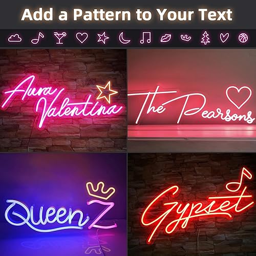 Miniatura 4 de Jungoo Letreros de neón personalizados, letrero de neón con nombre personalizable para decoración de pared, letrero de neón LED personalizado para