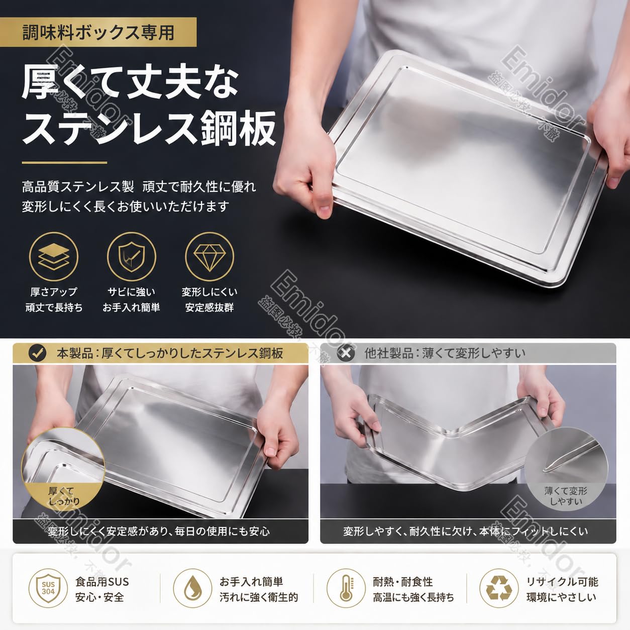 Amazon｜Emidor 調味料入れ、内瓶、トレー、収納ボックス、調味料容器 