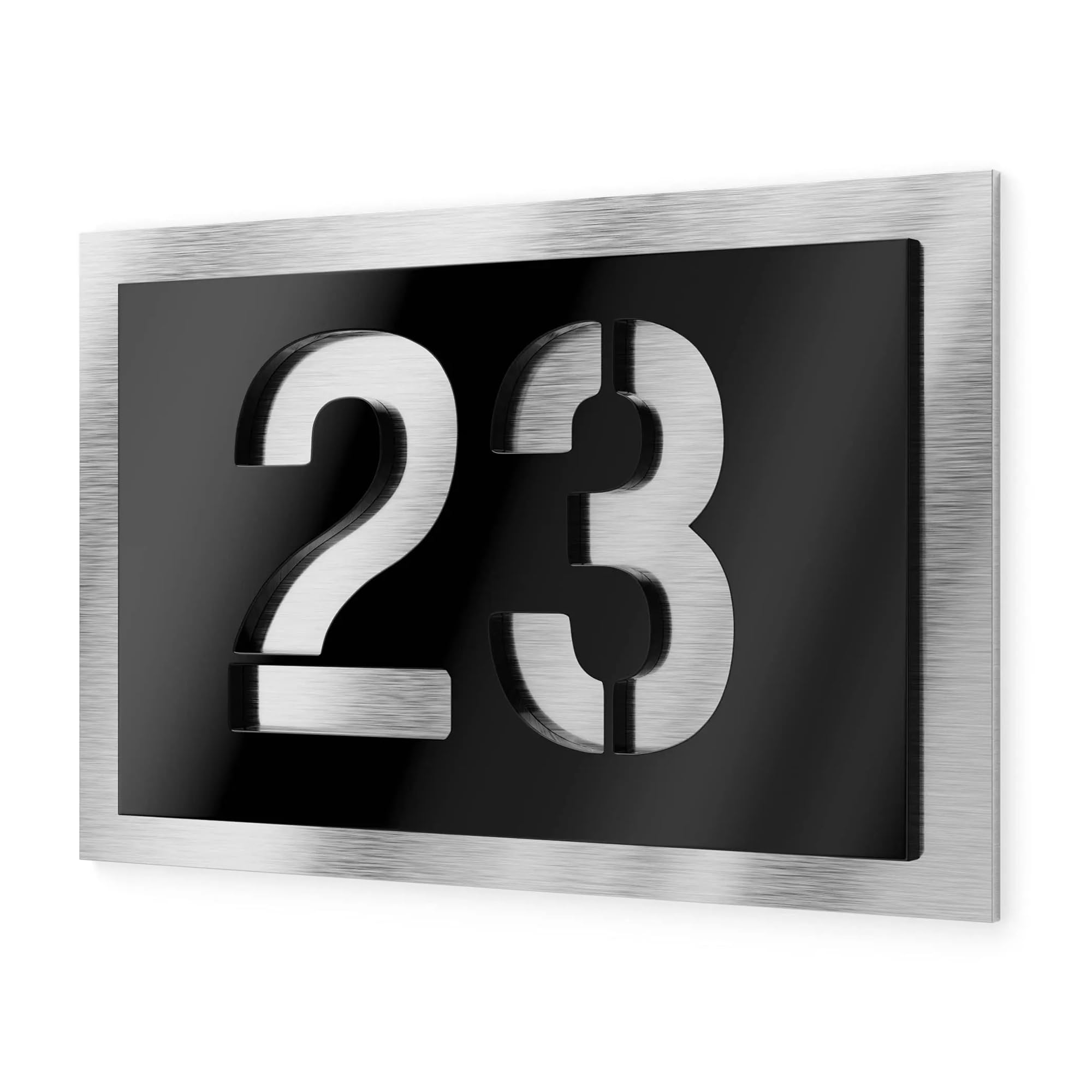 Placa Con Número De Casa, 3D, Negro, Gris Antracita, Aluminio, Acrílico, Metal, Señal for Exteriores, Nombre for Pared Y Habitación, 1 Ud(20x20cm)