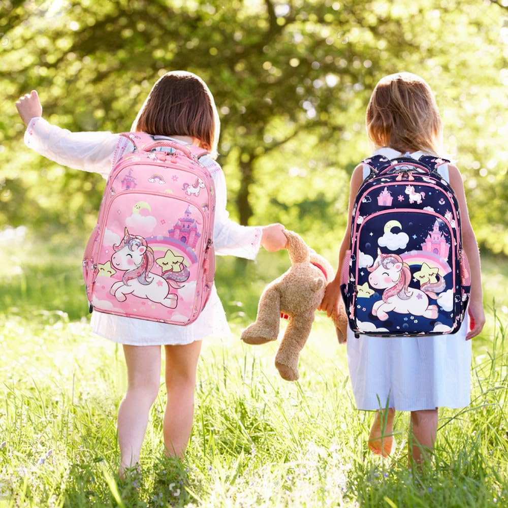 Jumpopack Plecak szkolny dla dziewcząt, dla nastolatków, dziewcząt, tornister, zestaw dla dzieci, tęczowy różowy, Plecak dziecięcy