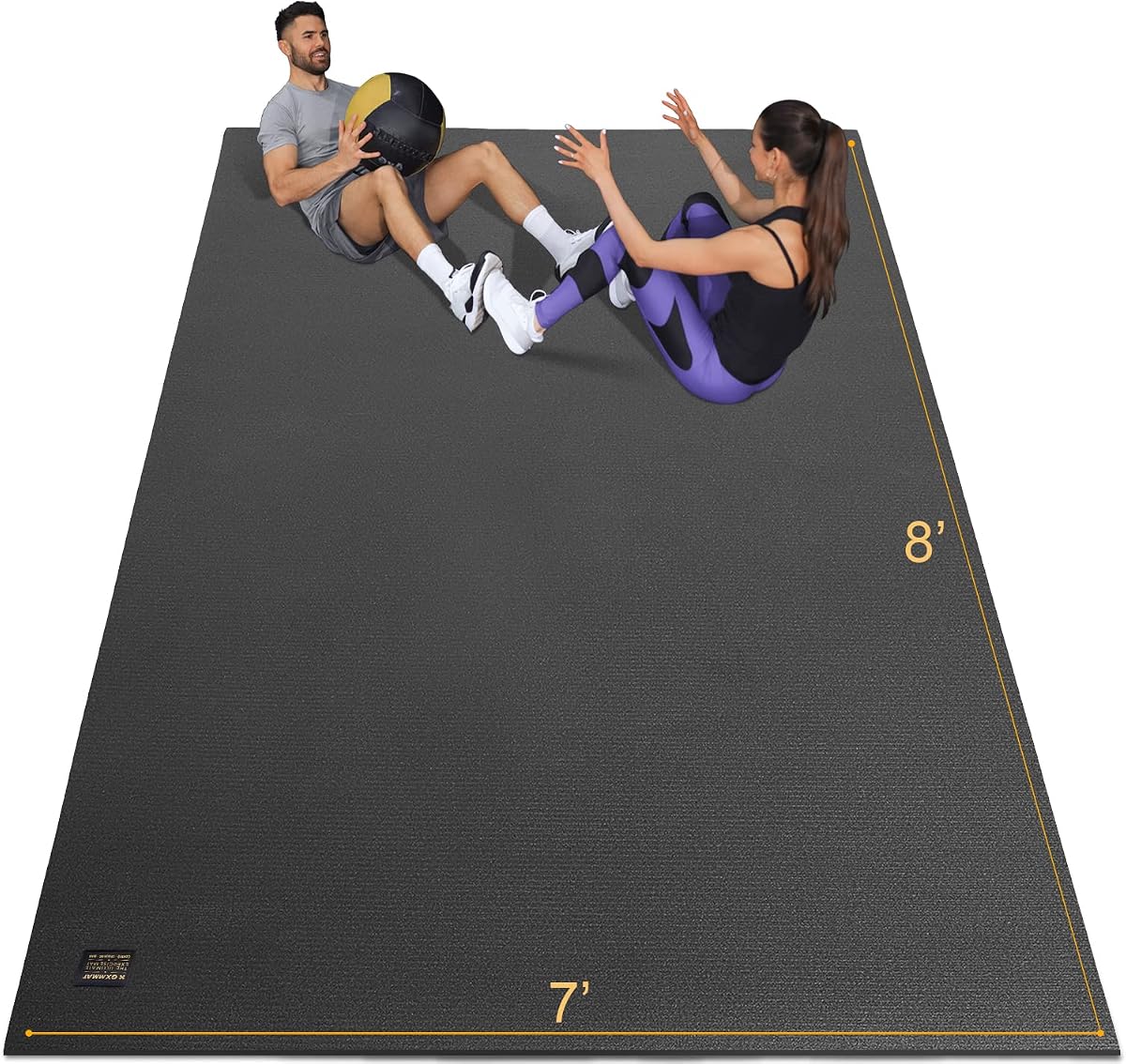 GXMMAT Extra Wide Large Exercise Mat 12'x7'/10'x7/8'x7(7mm) | High-Density Wide Workout Mats for Home Gym & Garage Flooring,Non-Slip Thick Cardio Mat for MMA,Weights,Fitness,Shoe-Friendly