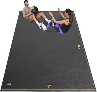 GXMMAT Extra Wide Large Exercise Mat 12'x7'/10'x7'/8'x7' (7mm Thick) - Durable Home Gym Flooring for Cardio, Plyo, MMA, Jump Rope