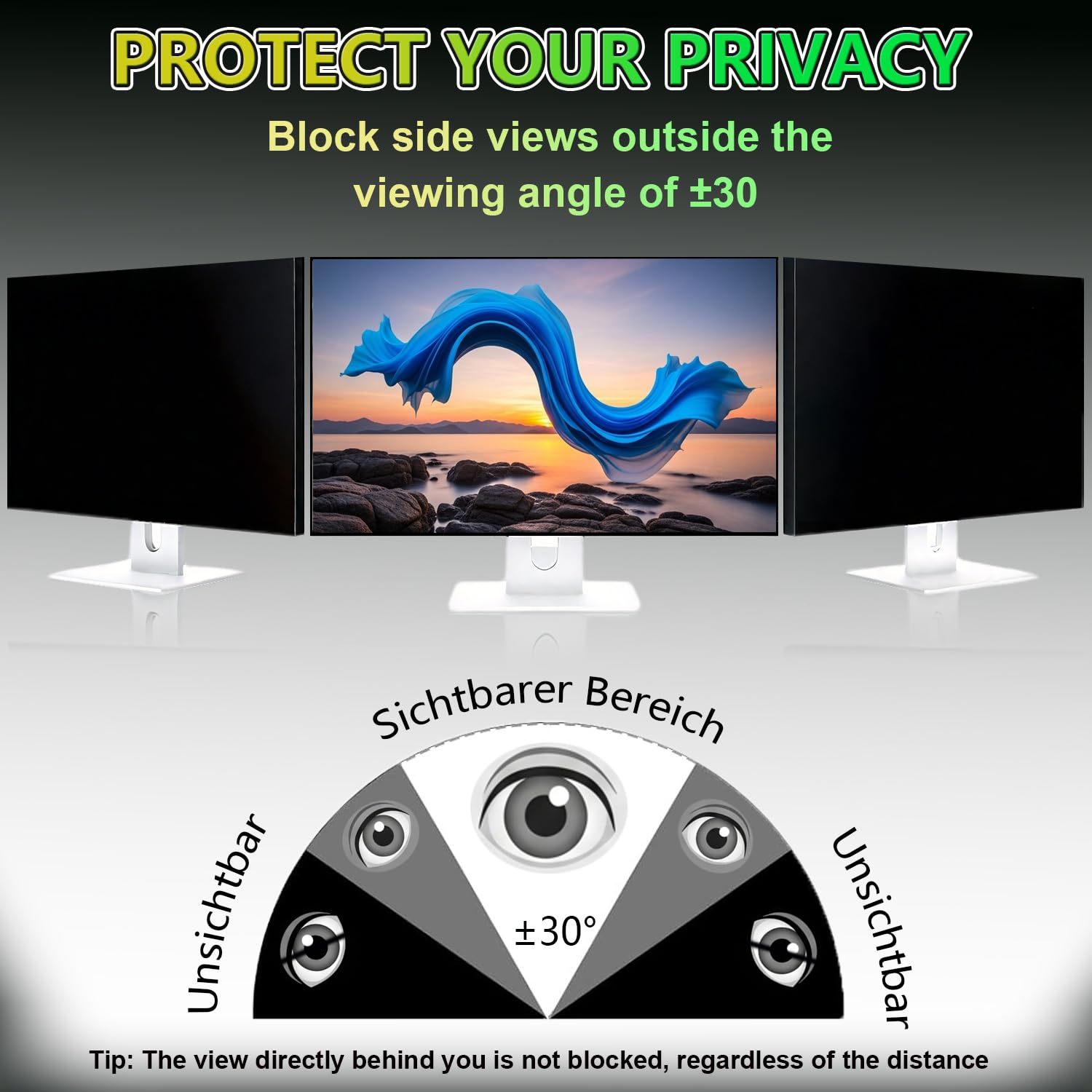 Magnético Protector de Privacidad Monitor 27 Pulgadas 16:9 - Filtro Luz Azul & Anti-Reflejo, Desmontable | Filtro de privacidad de acrílico Reutilizable por ambas Caras