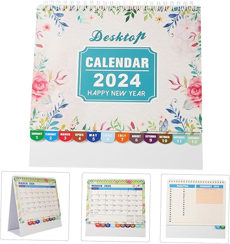 Miniatura 4 de VILLCASE 2024 Desk Calendar Office Decor Office Desk Calendar 2024 Tabletop Calendar Table Calendar 2024 Office Monthly Calendar Flip Calendar for