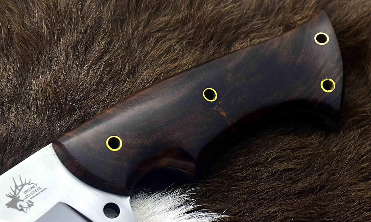 USA: 16" Custom Handmade D2 Steel Full Tang Hunting Almogovar Camp Knife with Rose Wood Handle & Leather Sheath (AM70)