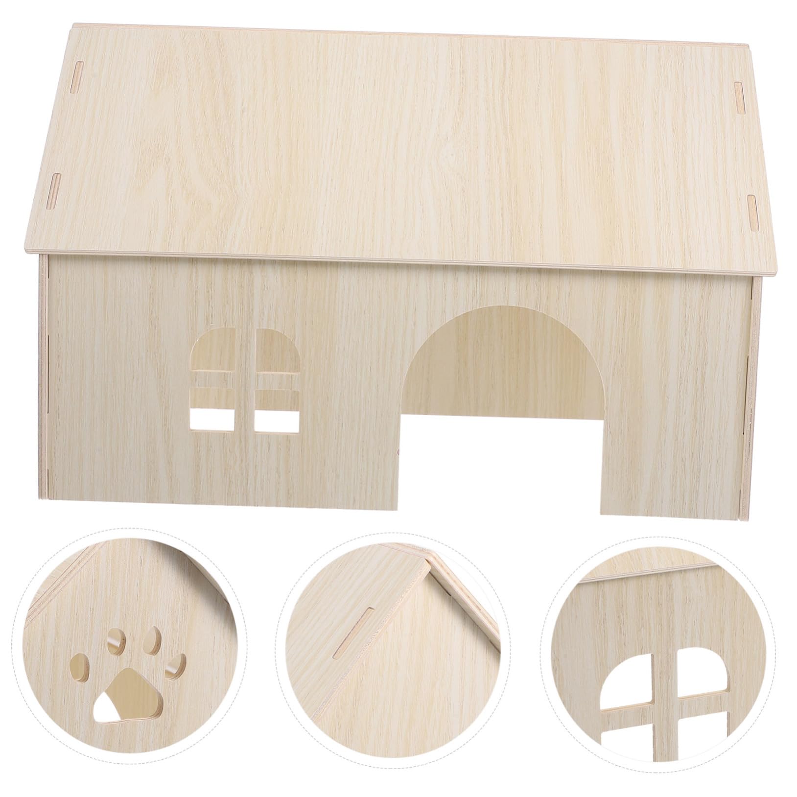 NOLITOY Meerschweinchen Holzhaus aus Naturholz Großes Tierversteck mit Klettermöglichkeiten Spielhaus für Eichhörnchen und Kleintiere Haustier Spielzubehör für Meerschweinchen und Hamster