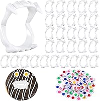 Vista 9 de Hungdao 50 piezas de dientes de vampiro de plástico para Halloween, colmillos de vampiro y 100 piezas de dentaduras postizas de plástico para ojos