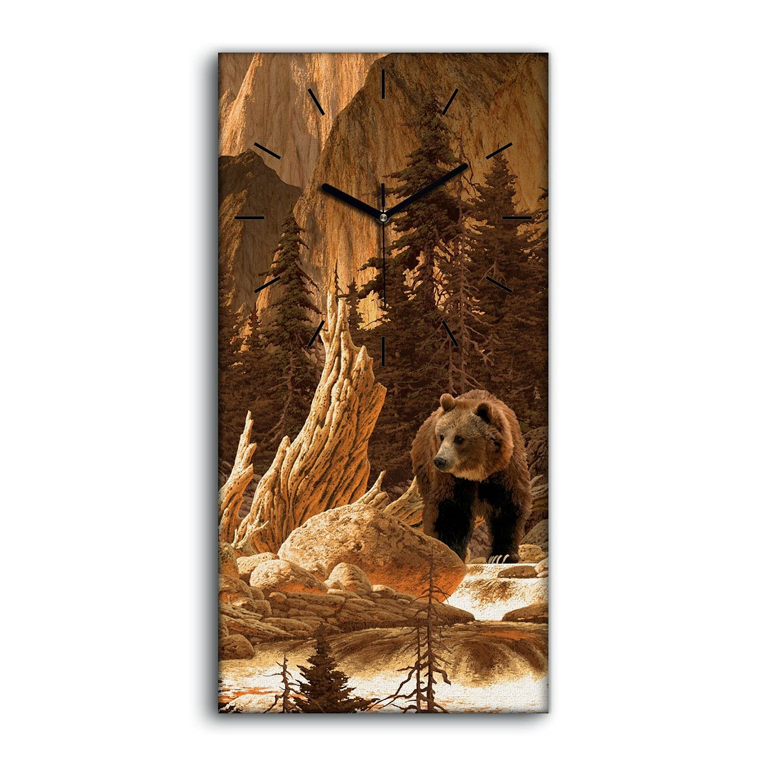 Horloge murale 30x60cm silencieuse pour chambre et salon design ours