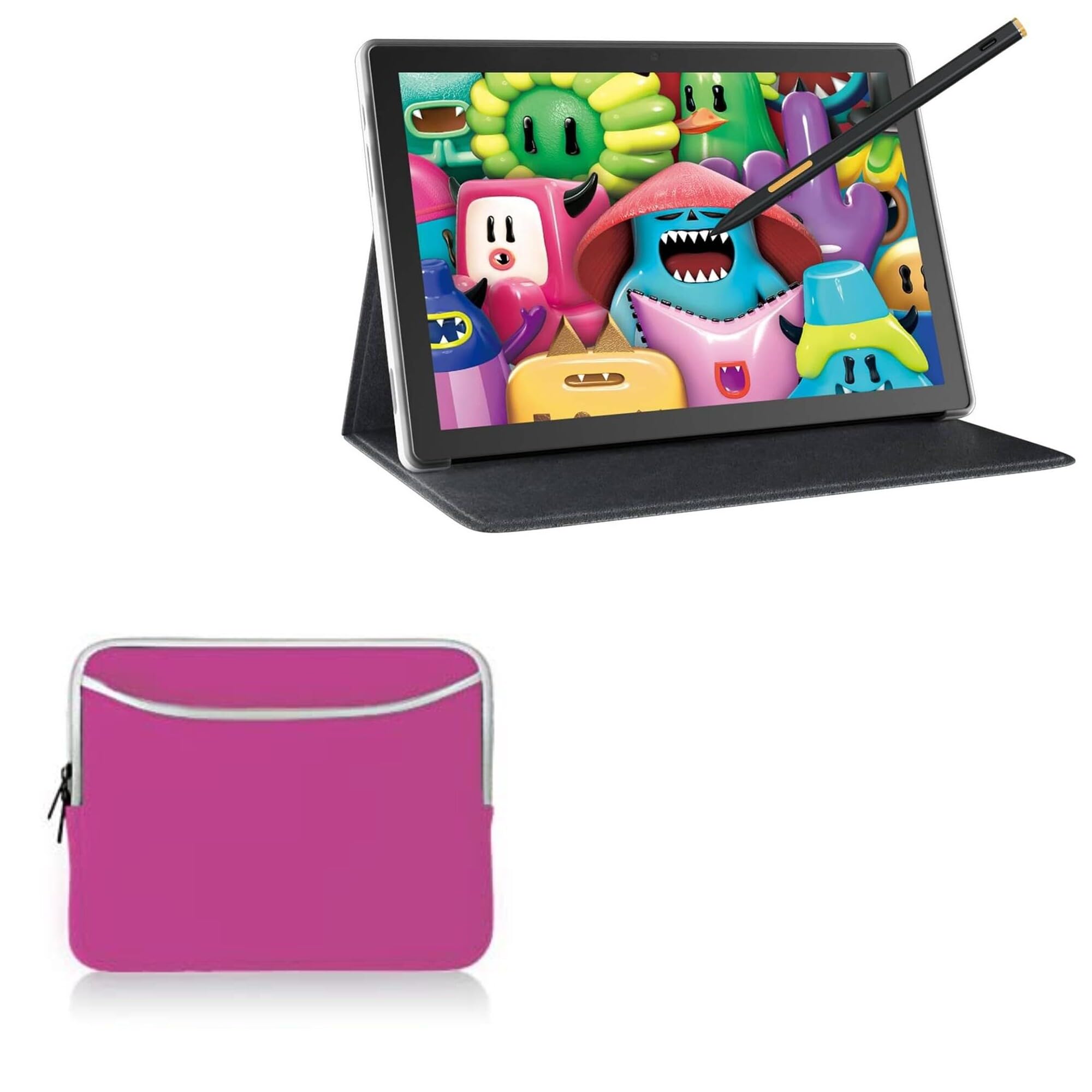 BoxWave Case Compatible with Huion Kamvas Slate 10 (10.1 in) - SoftSuit with Pocket, Soft Pouch Neoprene Cover Sleeve Zipper Pocket - Flamingo Pink