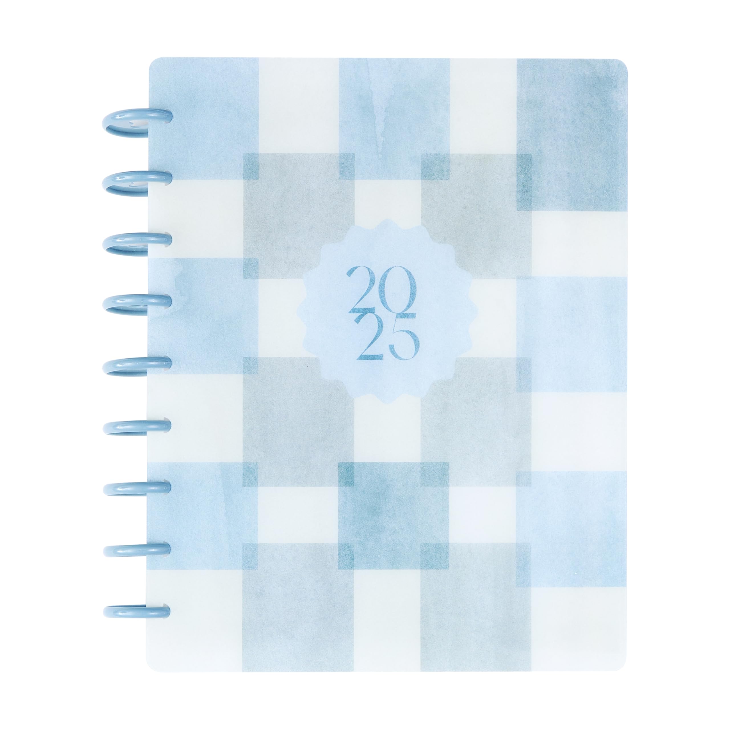 Happy Planner Sustainable Disc-Bound 12-Month Daily, Weekly, and Monthly Planner, Jan.–Dec. 2025, Classic Size, Dashboard Layout, Coastal Club, 72 Pages, 12 Dividers, 2 Sticker Sheets, 7" x 9.25"