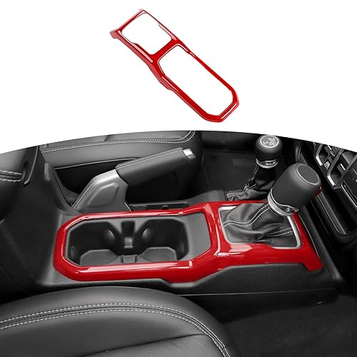 RT-TCZ for Jeep JL Gear Shift Cup Holder Panel Trim Cover for Jeep Wrangler JL JLU 2018 up for Gladiator JT 2020 up Red Interior Accessories - Red