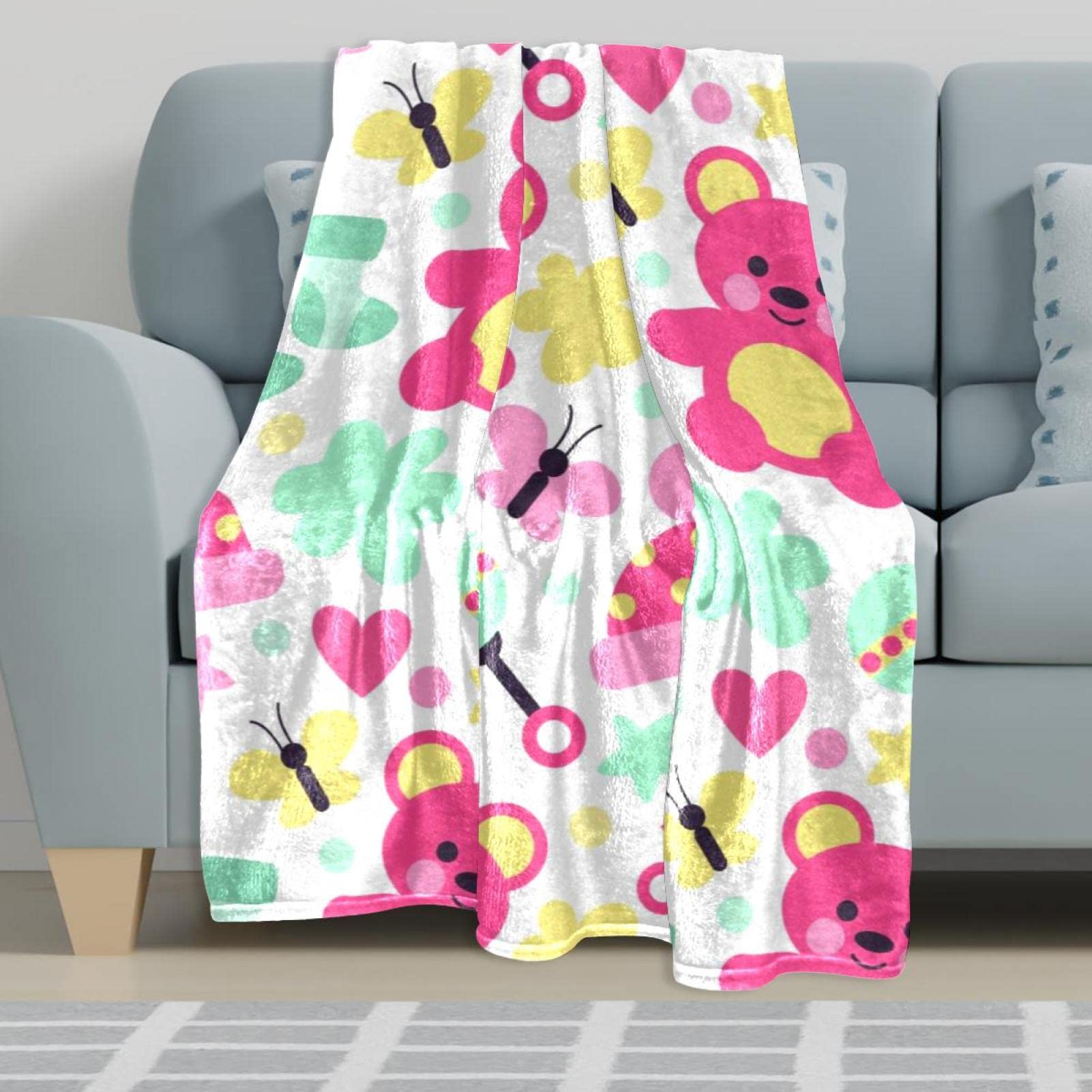 Fleece-Überwurfdecke für Couch, leicht, flauschig, Baby-Socken