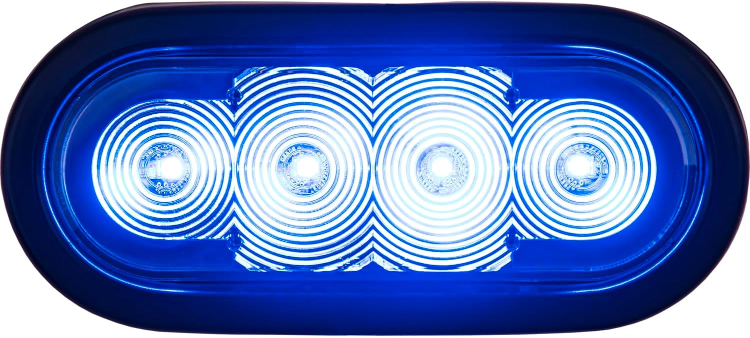 Buyers Products SL62CB 6 Inch Oval Strobe Light for Trucks and Emergency Vehicles, Blue LEDs and Clear Lens, Flashing Lights for Vehicles