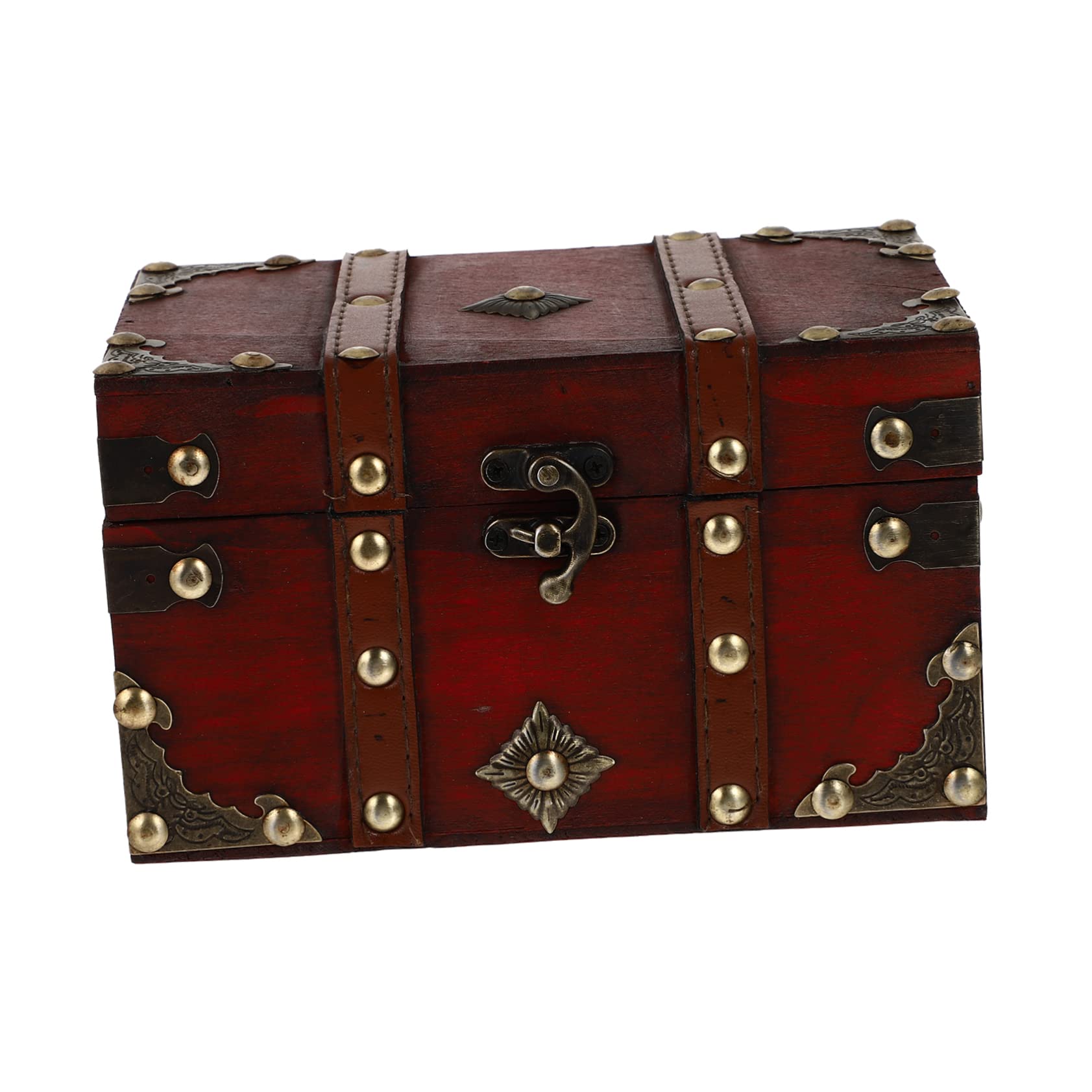 Caja de Madera para Recuerdos, Cofre del Tesoro de Madera, Caja organizadora de Madera, Cofre del Tesoro Vintage, Cofre de Recuerdos, Caja de Madera para Recuerdos, Caja de al(Rojo)