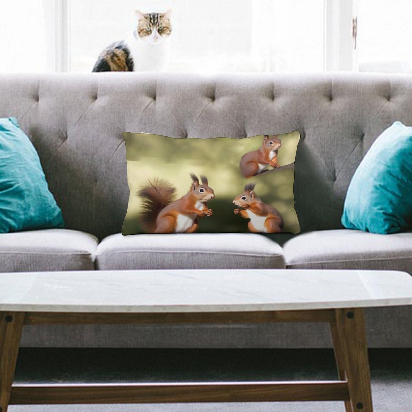 NTVOWPZO Decoration Throw Pillow Covers 8"x12" Pillowcases Covers Cute Squirrels Soft Pillowcases Modern Farmhouse Home Decor Sofa Cushions Covers for Couch Bed Living Room