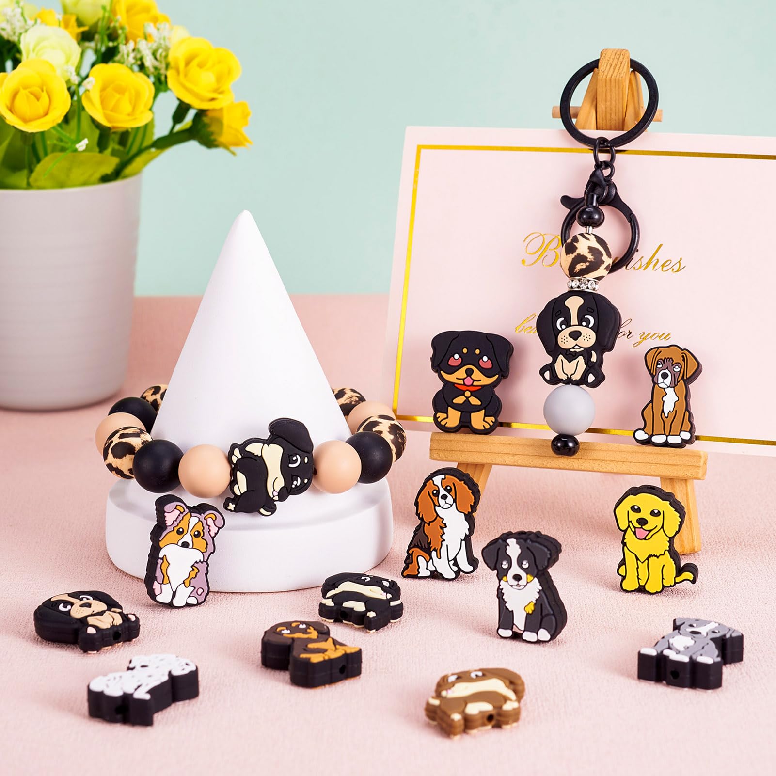 Paw Print Beads, Focal Beads For Keychains, DIY Craft Beads Heart Paw ...