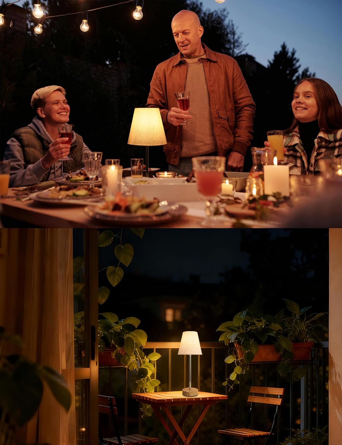 Rechargeable Cordless Table Lamp – 15'' Dimmable LED Bedside Lamps, Touch Lamps Warm Light Battery Operated LED Night Light for Bedroom, Living Room, Dining Table & Christmas Decor, 5000mAh