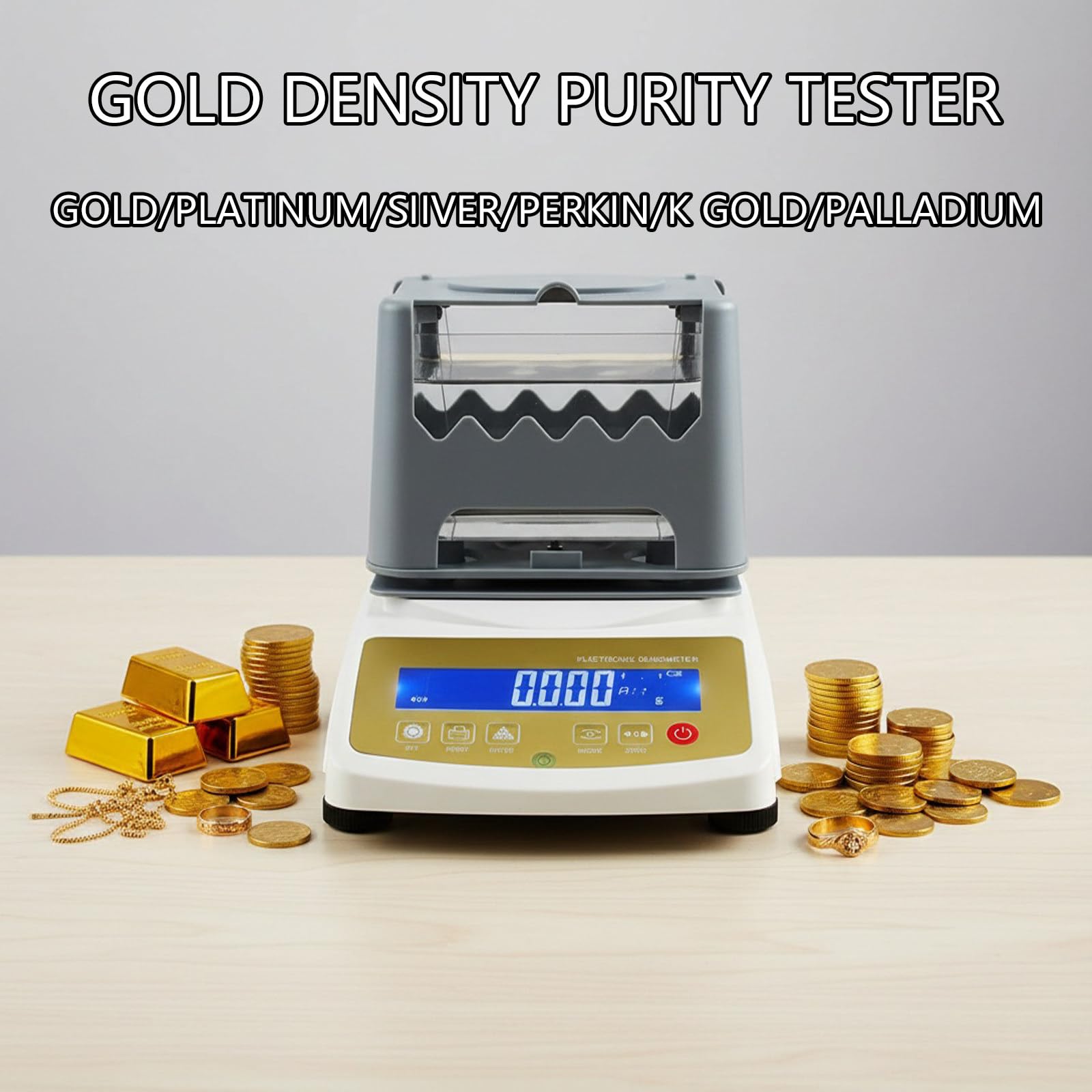 Densímetro de Oro de Alta Precisión 0.001 g/cm³, Probador de Autenticidad de Metales Preciosos, Comprobador de Oro con Precisión de Pesaje 0.01g, para Joyería y Bancos 300K