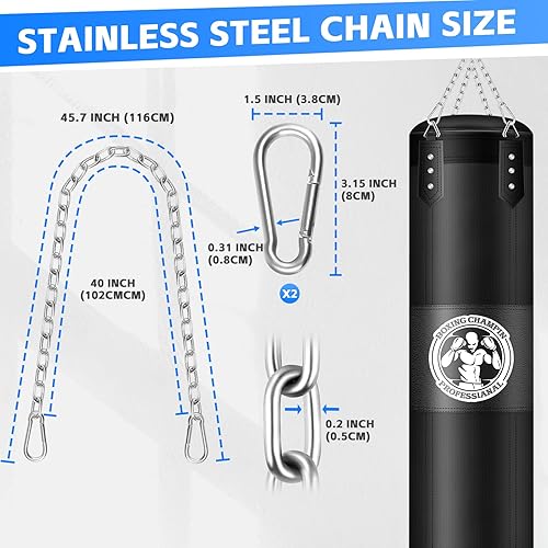 Miniatura 2 de Heavy Duty Stainless Steel Chains, 550LB Punching Bag Chain with Carabiners, Heavy Bag Chain for Boxing Punching Bags Hanging Chair Hammocks Swing