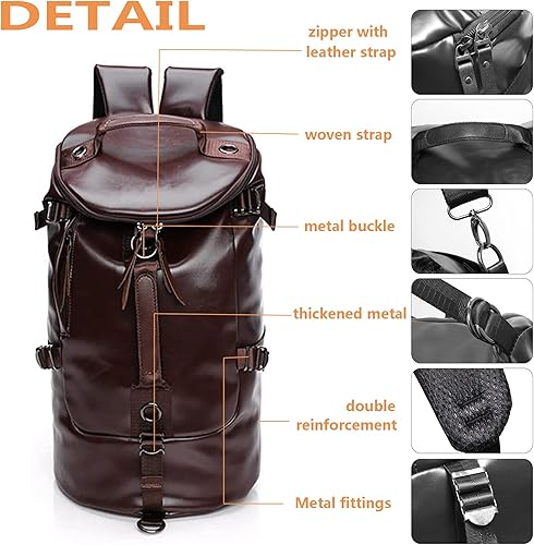 Miniatura 4 de Chao Ran - Bolsas de viaje de cuero para hombres mochila para laptop mochila impermeable para avión para negocios 3 usos como bolso bolsa de hombro