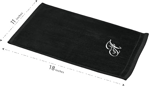 Miniatura 6 de Juego de 2 toallas con monograma, regalo personalizado, 11 x 18 pulgadas, juego de 2 toallas bordadas blancas, extra absorbentes, 100% algodón,