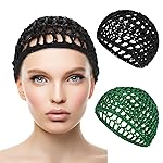 Hair Net Wrap Nets For Women 2 PCS Sleeping Sleep Cap Drying Curly Hair Crochet Press Hairnets Snood Wraps Cover Hairnet Workers Cap Mesh Head Caps Wrapping Long Curly Hair Overnight(green/black)