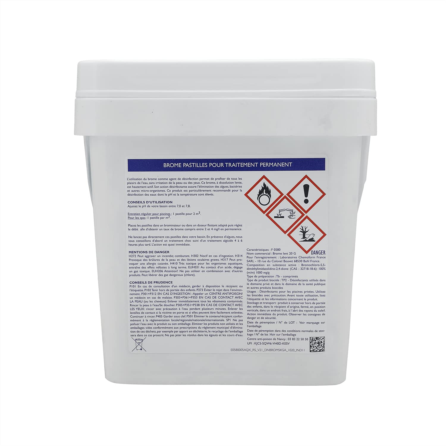 EDG by AQUALUX Brome Lent Pastilles 20g - 5kg | Brome Permanent - Désinfection Régulière - Dissolution Lente + 10 Tests HPS OFFERTS 6 en 1