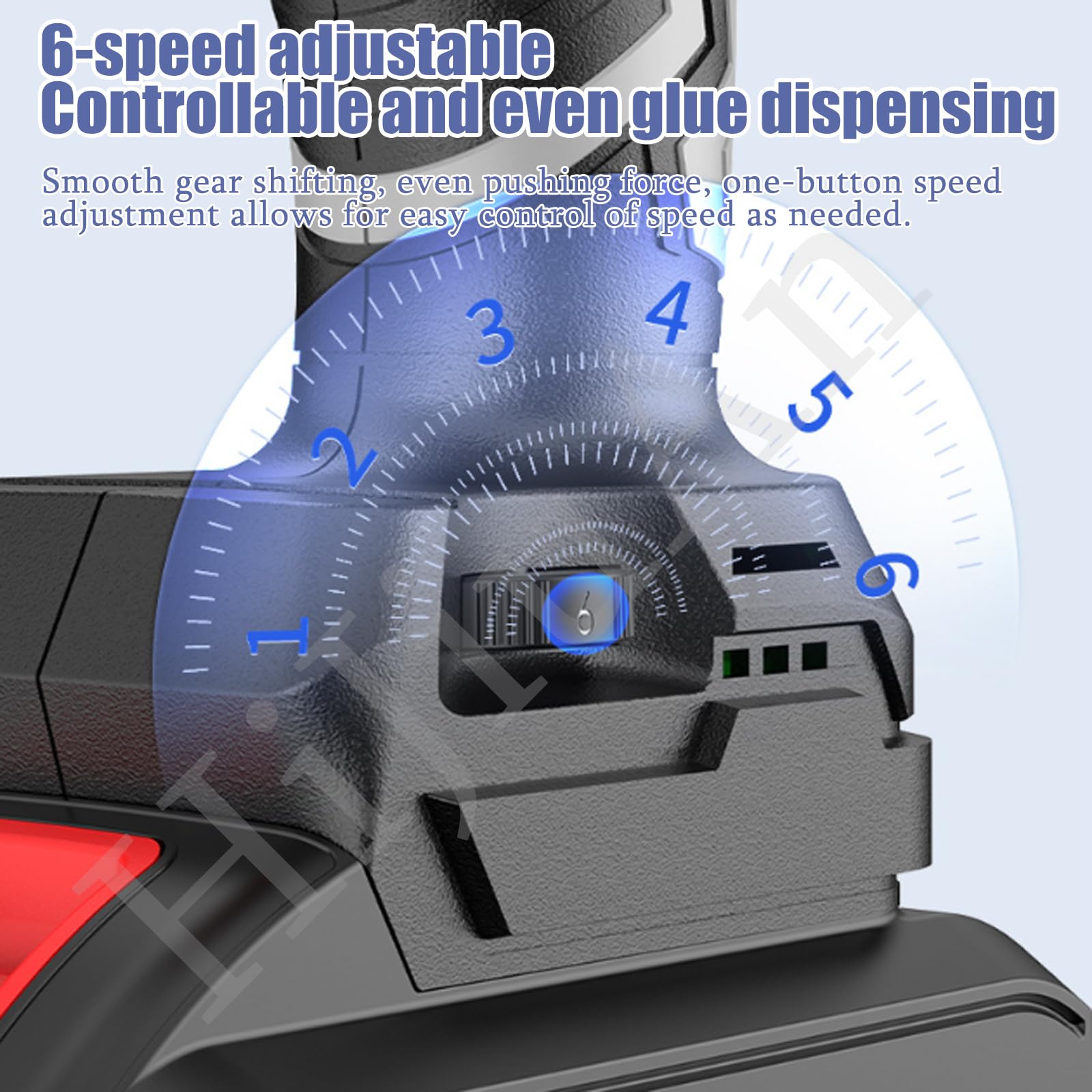 Pistola per sigillatura senza fili, kit di pistola adesiva elettrica a doppio tubo con 6 velocità regolabili, batteria da 2500 mAh e luce LED, funzione di controllo della velocità di crociera per