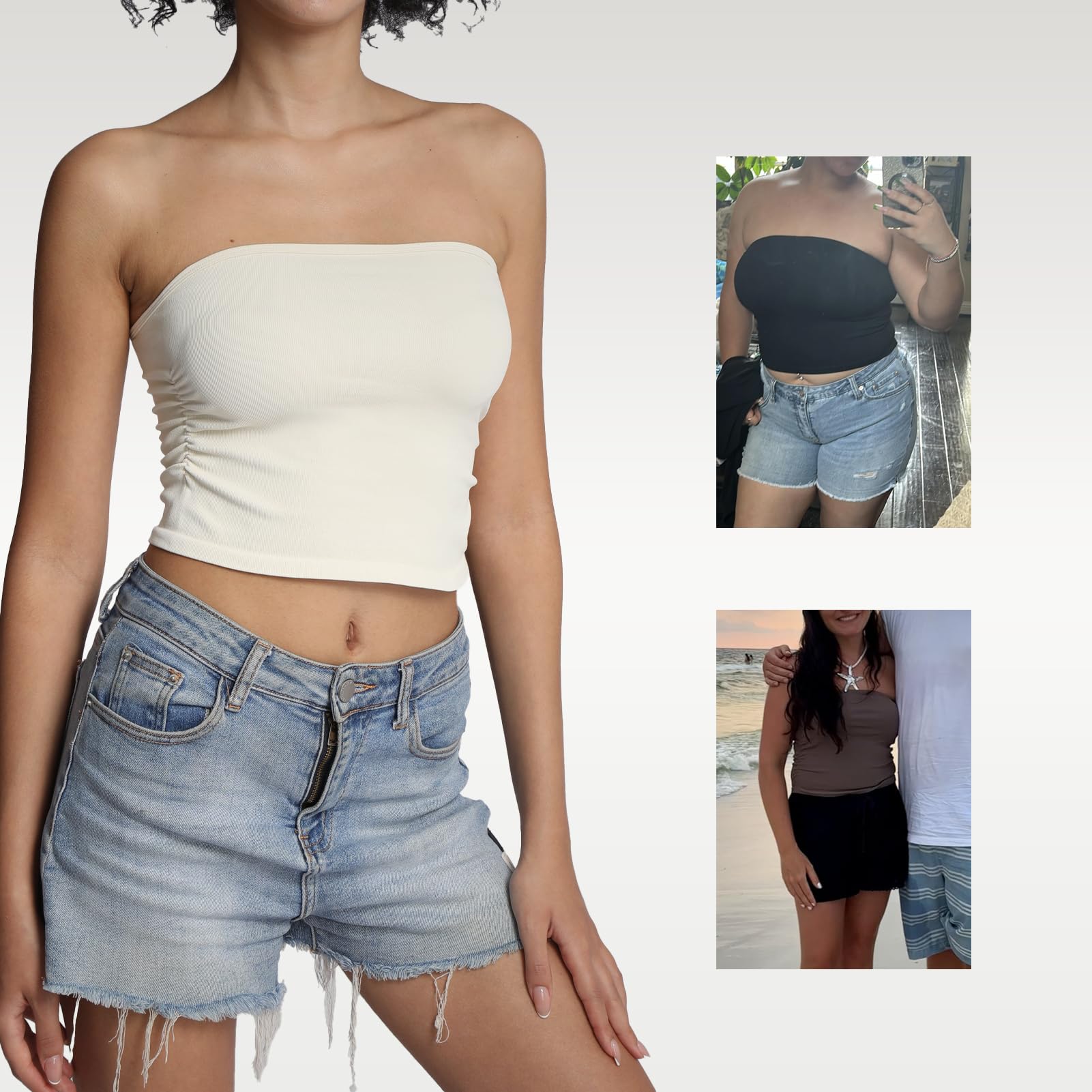 Camiseta de Tubo para Mujer, sin Tirantes, Bandeau, sin Mangas, básica, sin Espalda, para Verano, para Salir