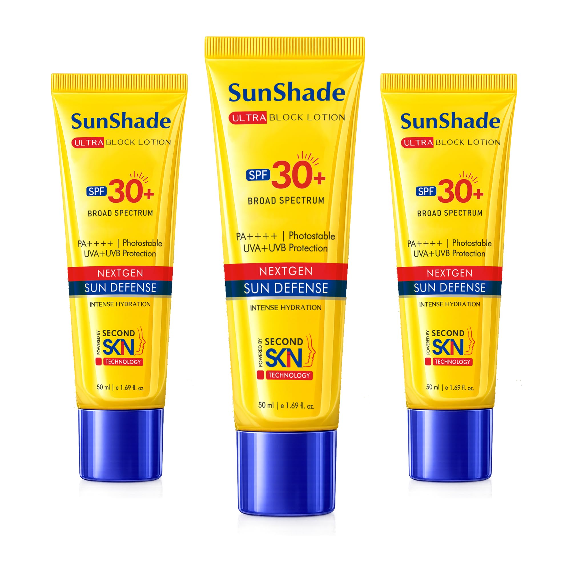 Leeford SunShade - Loción solar SPF 30 PA+++ ultraligera, no grasosa, sin yeso blanco para hombres y mujeres, para cara y cuerpo, resistente al agua, para todo tipo de piel, 50 (paquete de 3)