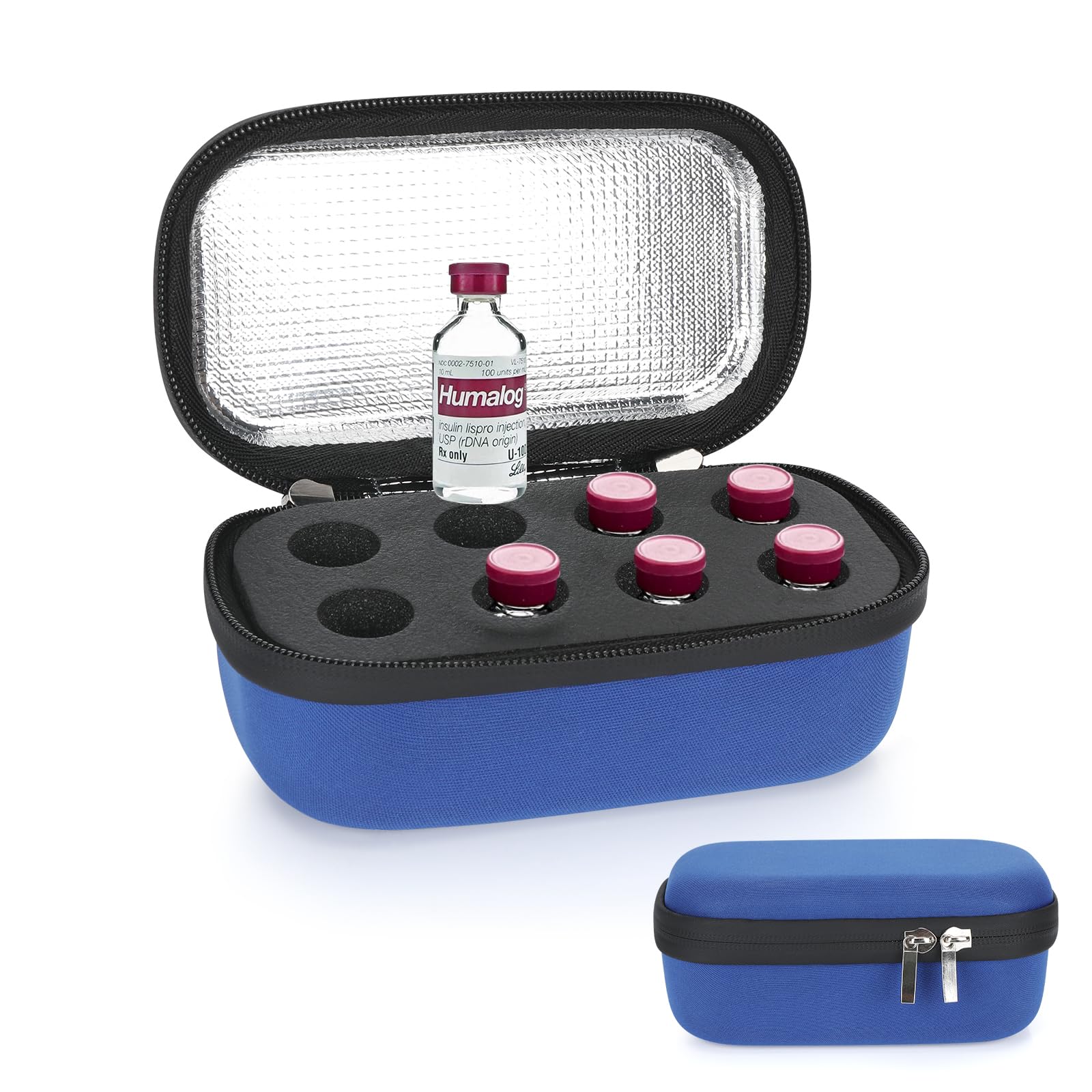 YOUSHARES Insulin Flaschen Halter Peptid Aufbewahrungsbox für den Kühlschrank, Vial Box für Diabetiker, geeignet für Standard 10ml U-100 Fläschchen, mit integrierter Aluminiumfolie, 8 Fächer, Blau Drogerie & Körperpflege