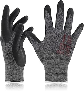 DEX FIT Guantes de Trabajo FN330, Ajuste Cómodo Elástico 3D, Buen Agarre, Recubrimiento de Espuma Duradero de Nitrilo, Táctil, Fino y Ligero, Lavable en la Lavadora