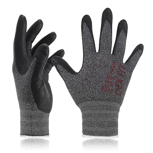 DEX FIT Guantes de trabajo de nitrilo FN330, 12 pares, ajuste elástico 3D, agarre firme, delgados y ligeros, compatibles con pantalla táctil,