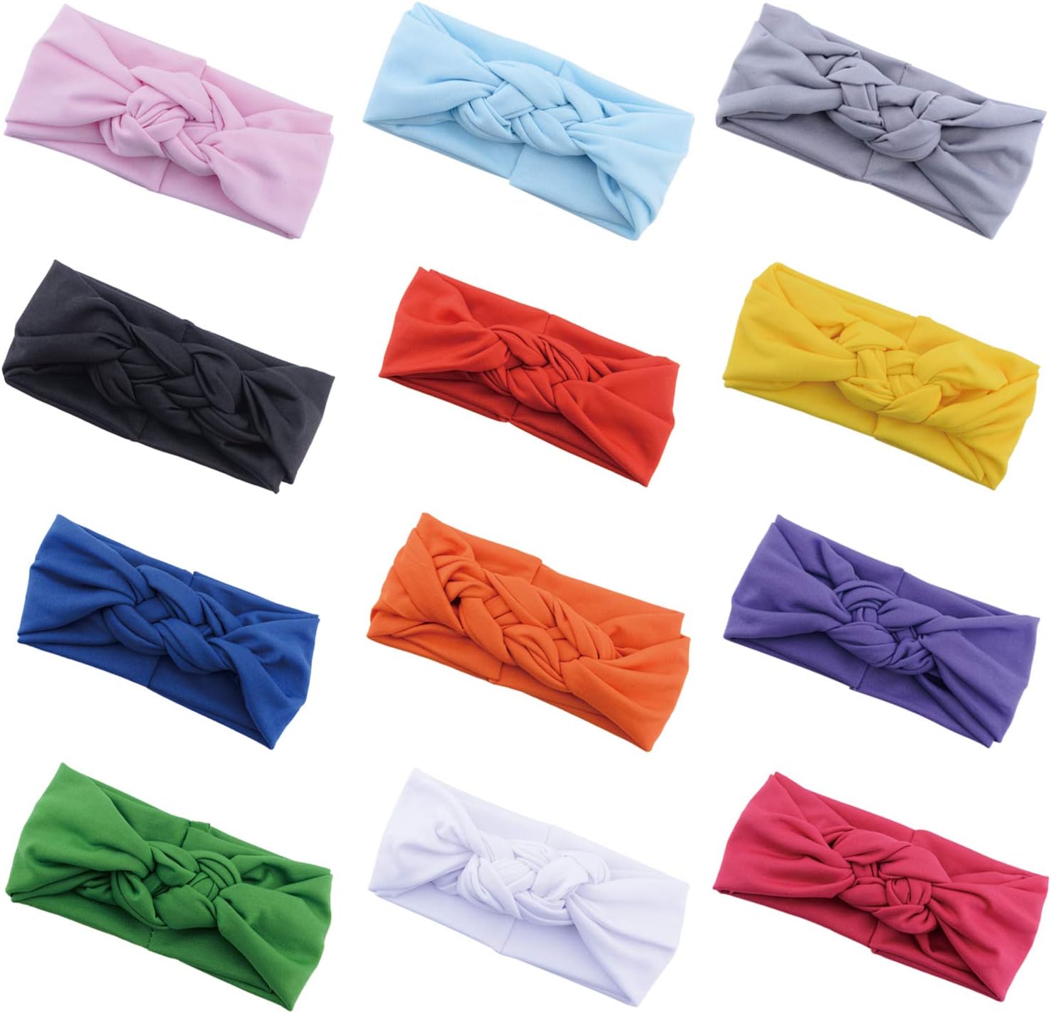 8-12 Pack Baby Girl Cute Headband Headwraps Elastic Bunny Ears Hair Band Holder (Multicolor-12F)
