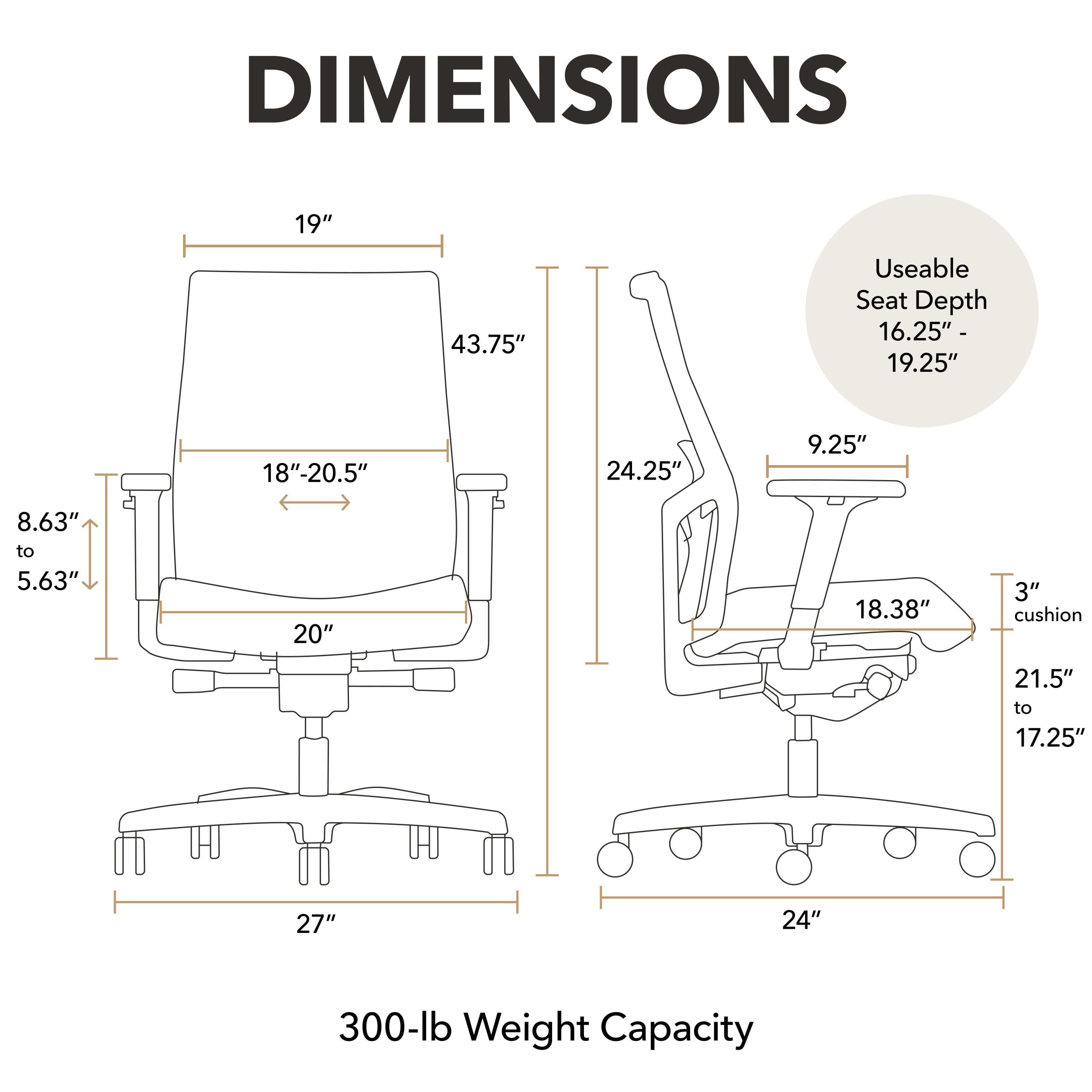 HON Ignition 2.0 Mid Back Task Chair, Advanced Synchro-Tilt Control, Office Chair with Lumbar Support, Height and Width Adjustable Arms, Black Frame, Black - 2