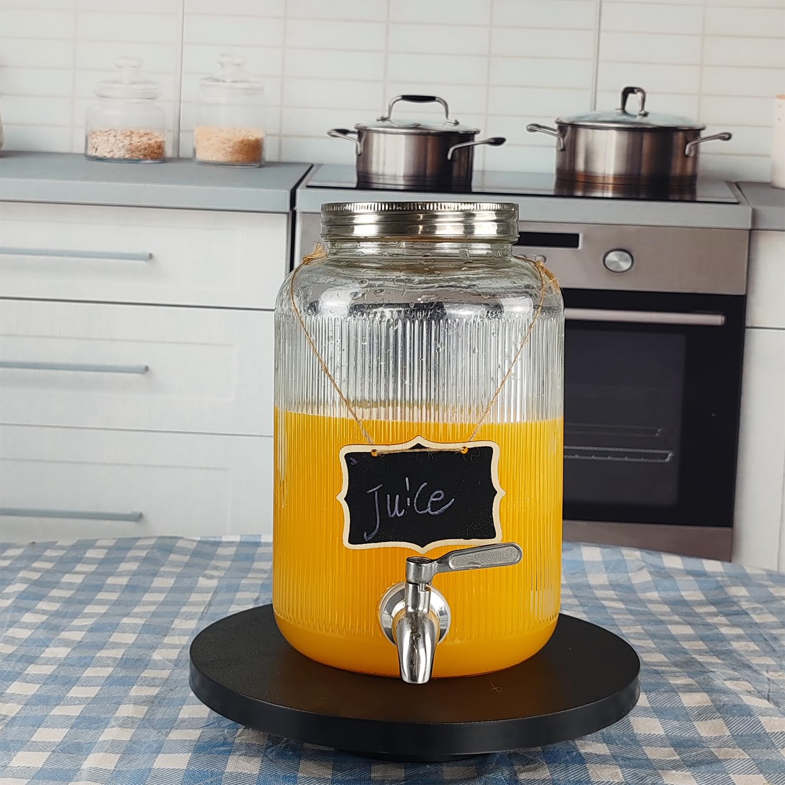 Jarra de cristal para bebidas de 3,8 litros con grifo, de acero inoxidable, para agua, zumo, té del sol, cerveza Kombucha y otros dispensadores de bebidas, vino, transparente, fiesta