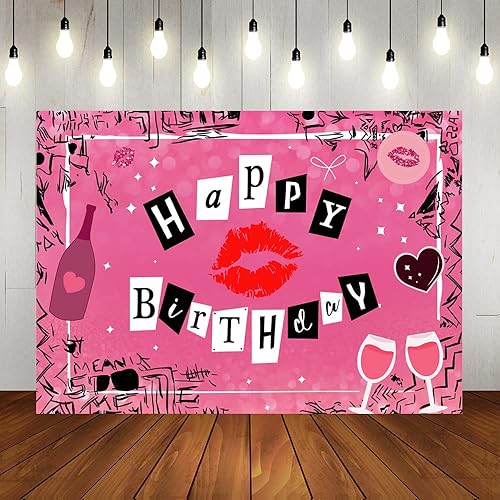 Lofaris Telón de fondo de labios rosa intenso para niñas principios de los años 2000 adolescentes niñas fondo de cumpleaños niñas 16 18 15