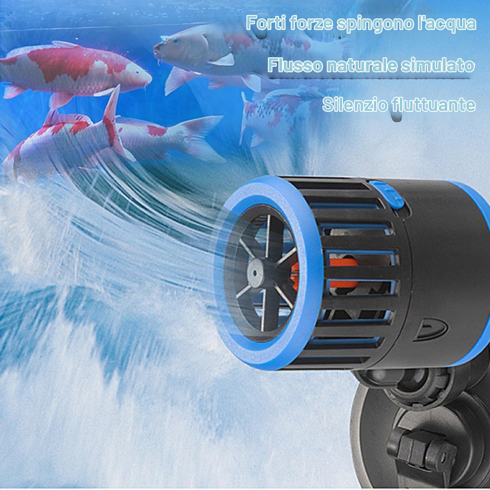 Vegena Pompa per Acquario con Supporto Magnetico, 7000L/H 10W 360° Wave Maker Pompa per Acquari d'acqua Dolce e Salata