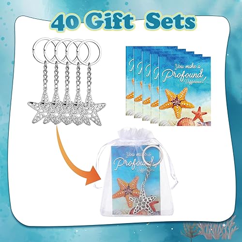 Miniatura 4 de Kigeli Juego de 40 regalos de historia de estrellas de mar, regalos a granel para empleados, regalos de agradecimiento al personal, tarjetas de