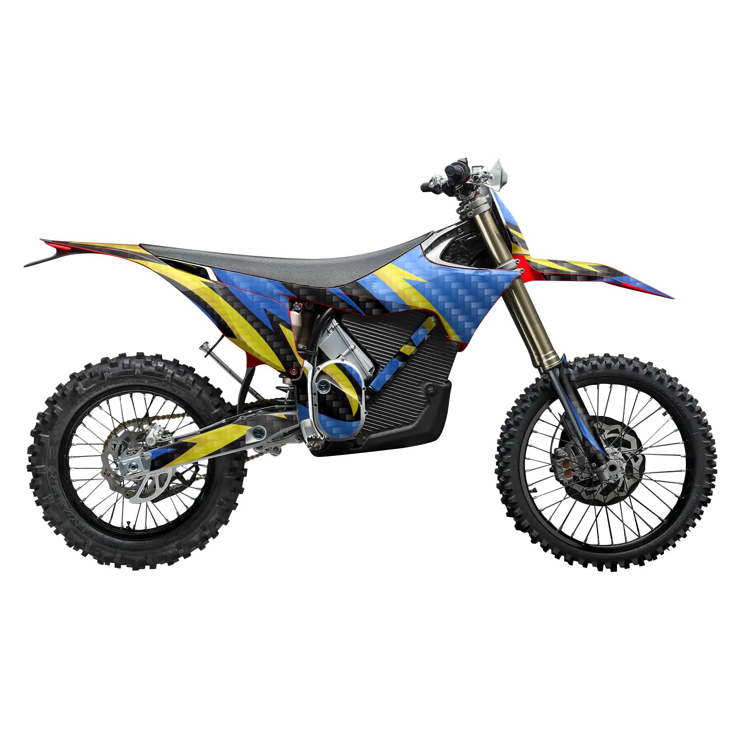 Carbon Fiber Stark Varg MX 2023-2025 Graphics Kit Wrap - Tribal Blue - Varg MX Skin - Premium 3M Vinyl Protective Wrap Decal Cover - Easy to Apply | Crafted in The USA by MightySkins