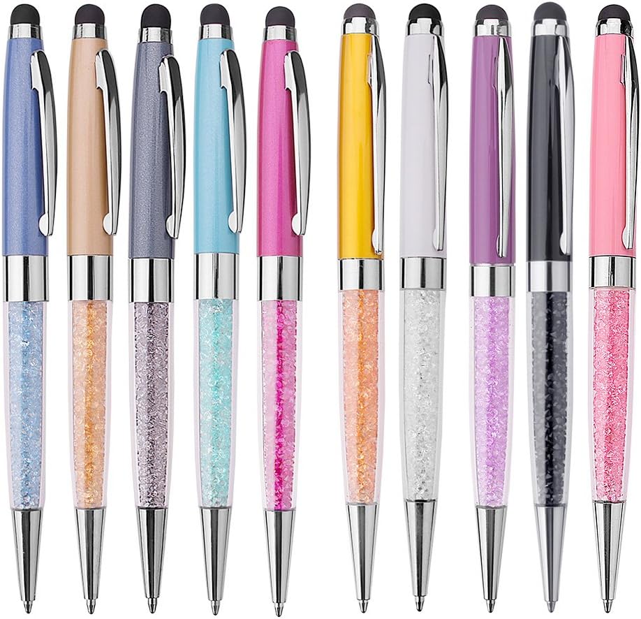 Ballpoint pens with Stylus Pen 10Pcs a Pack 2 in 1 Universal Stylus Pen Capacitive Stylus & Black ink Ballpoint Pen Stylus for iPhone 6/7 6s Plus, iPad, Tablets, Samsung Galaxy (KZL-012)