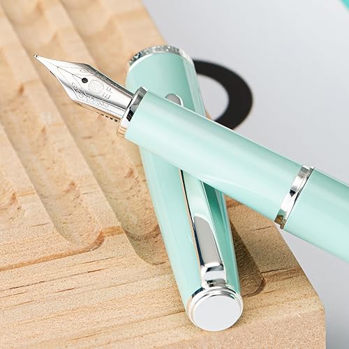 Miniatura 5 de Hongdian 920S - Pluma estilográfica verde meta, pluma clásica de punta fina iridio con convertidor de tinta