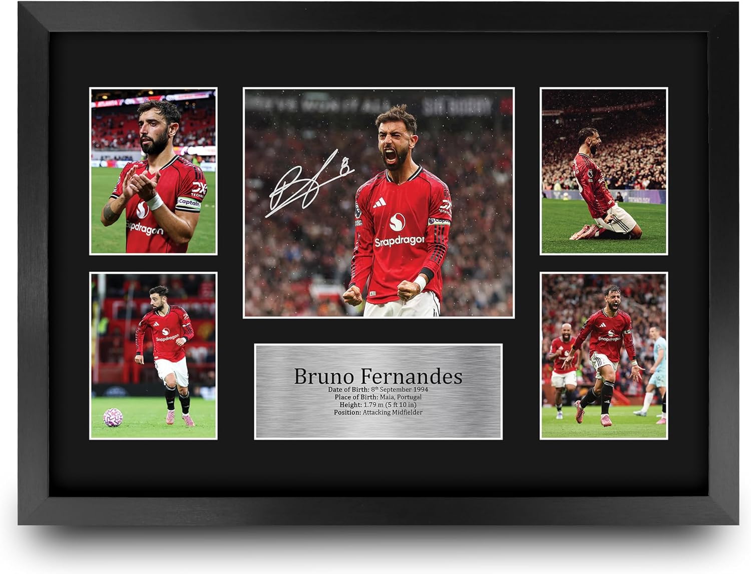 HWC Trading Bruno Fernandes 16 x 12 inch (A3) Printed Gifts Signed Autograph Picture for Fans and Supporters - 16" x 12" Framed