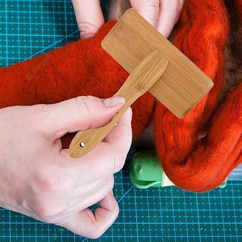 Miniatura 5 de 2 cartulinas de lana, cartulinas de mano para lana, herramientas de fieltro de aguja de lana artesanal con mango de madera maciza, cepillo