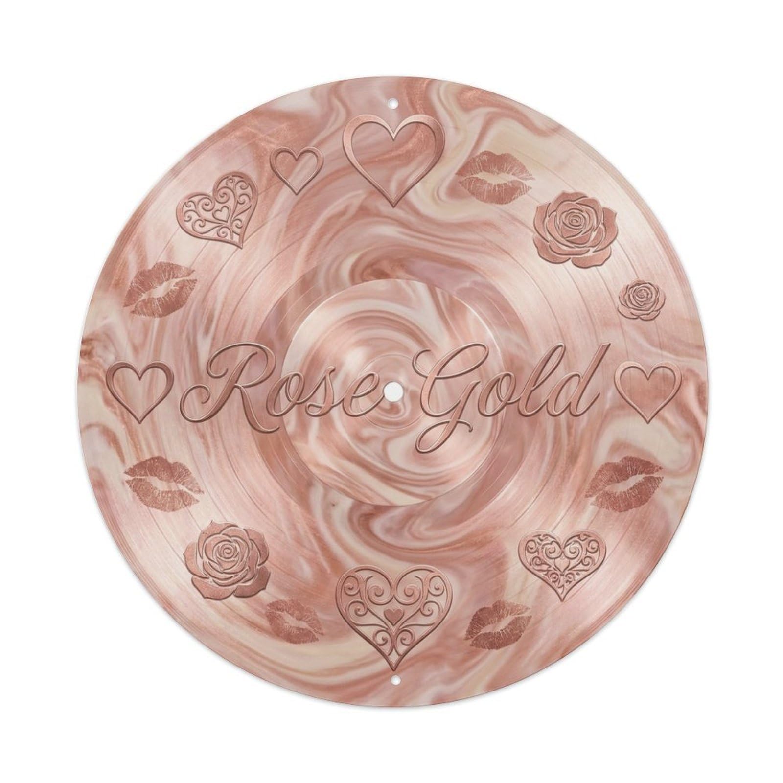 Rhythm Blues Vinyl Records Rose Gold Marble Music Cover Metal Tin Sign