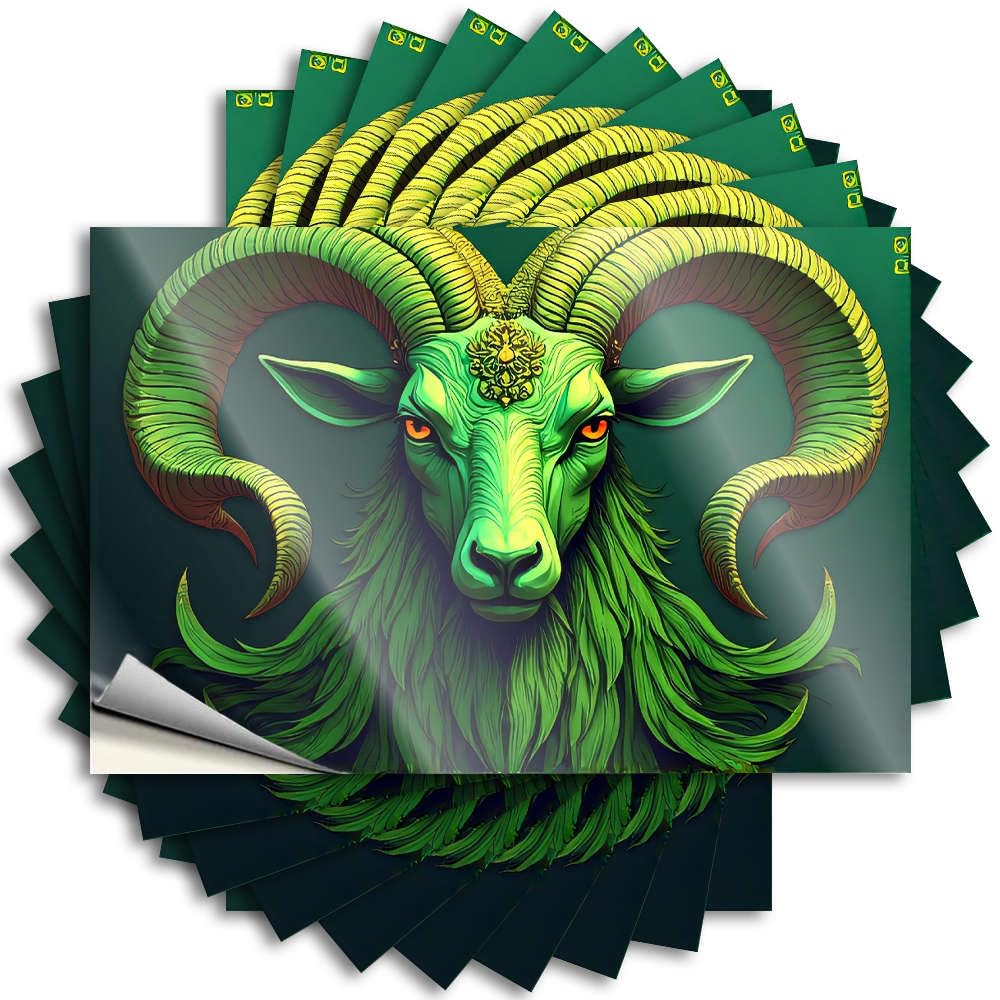 Green Horned Creature with Intricate Design. Hard Tall - Personalized Decal Self Adhesive Sticker(8X12CM)