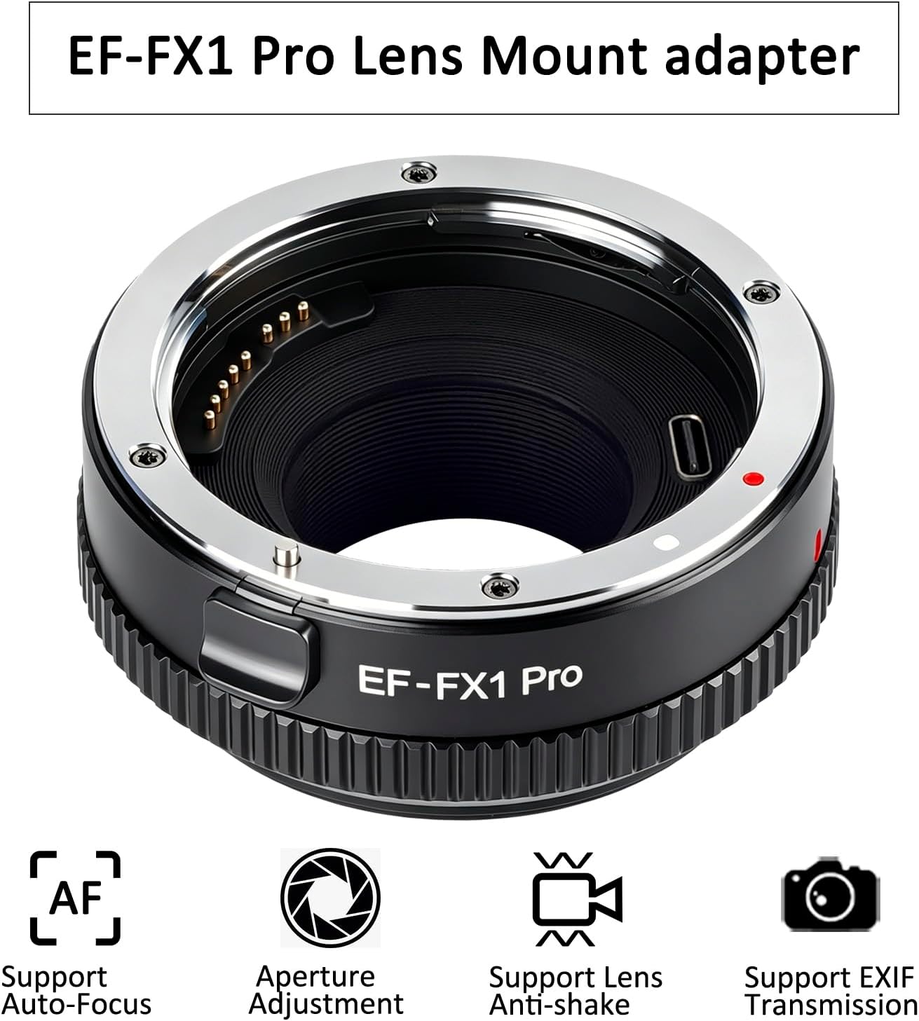EF-FX1 Pro Auto-Focus Lens Adapter Compatible for Canon EF/EF-S Lens to X-Mount Camera Fuji-Film x-a1/2/3/5/10/20, x-t1/2/3/10/20/100, x-e1/2/3, x-pro1/2, x-h1