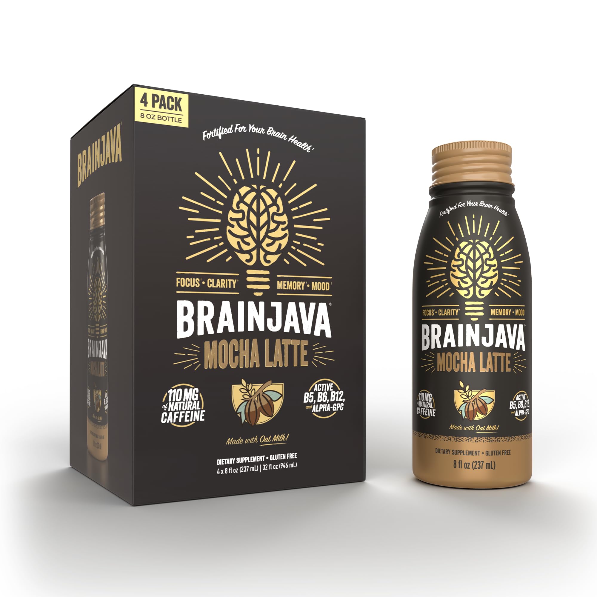 Amazon.com: Brainjava Oat Milk Mocha Latte, 110 MG Caffeine, Ready